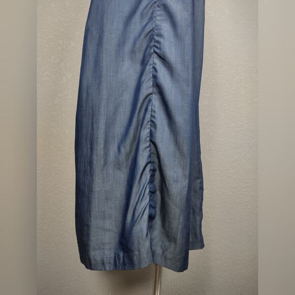 Saks Fifth Avenue Threads Maxi Denim Blue Slip Lyocell Dress Size Small - Picture 9 of 16
